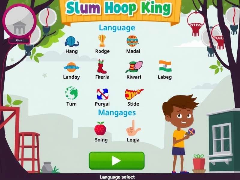 Slum Hoop King - Regional Language Support Slum Hoop King language selection screen showing 11 Indian languages